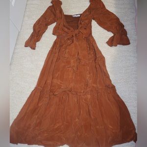 Satin Brown Maxi Dress